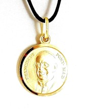 SOLID 18K YELLOW GOLD POPE FRANCIS FRANCESCO FRANCISCO 13 MM MEDAL MADE IN ITALY image 1