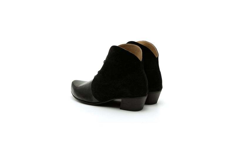 Women Black Derby Toe Chunky Heel Wide Leather Luxury Foraml Dress Boots