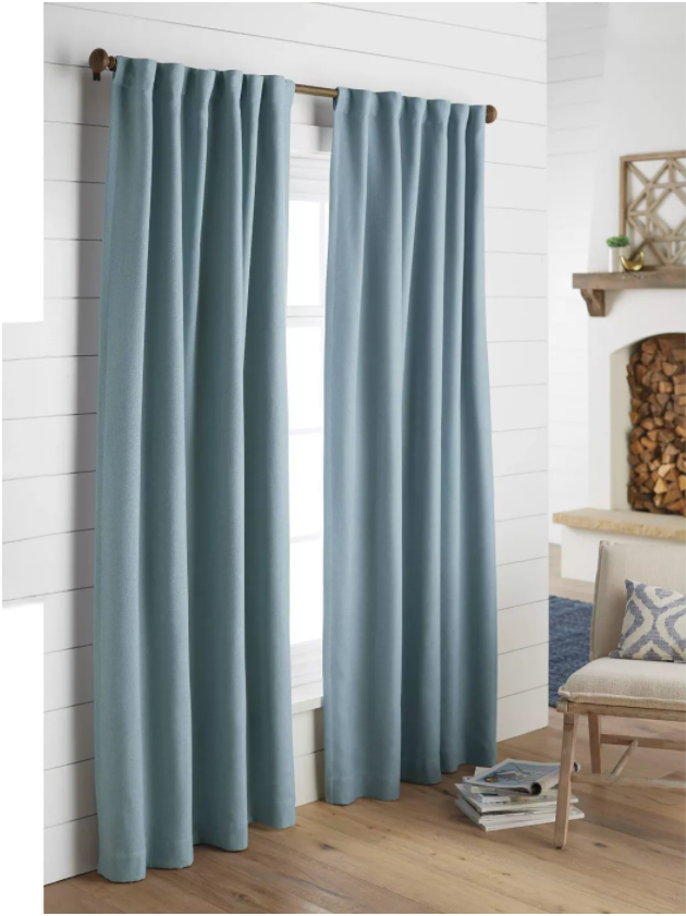 Threshold Aruba Linen Blackout Curtain Panel, Blue, 84" x 50" (New with