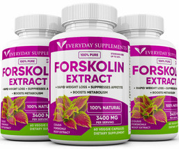 3 x Forskolin Maximum Strength 3400mg Rapid Results Forskolin Extract Na... - $32.18