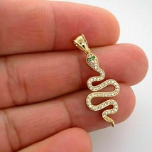 1.10Ct Round Cut Emerald &amp; Diamond 14K Yellow Gold Finish Snake Pendant ... - $149.99