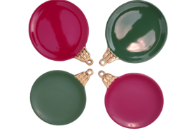 Department 56 Ornament Appetizer Plates Red And Green Christmas 4 Ornamental - $19.99