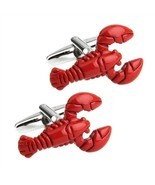 LOBSTER CUFFLINKS Red Enamel NEW w GIFT BAG Chef Fisherman Foodie Father... - $11.95