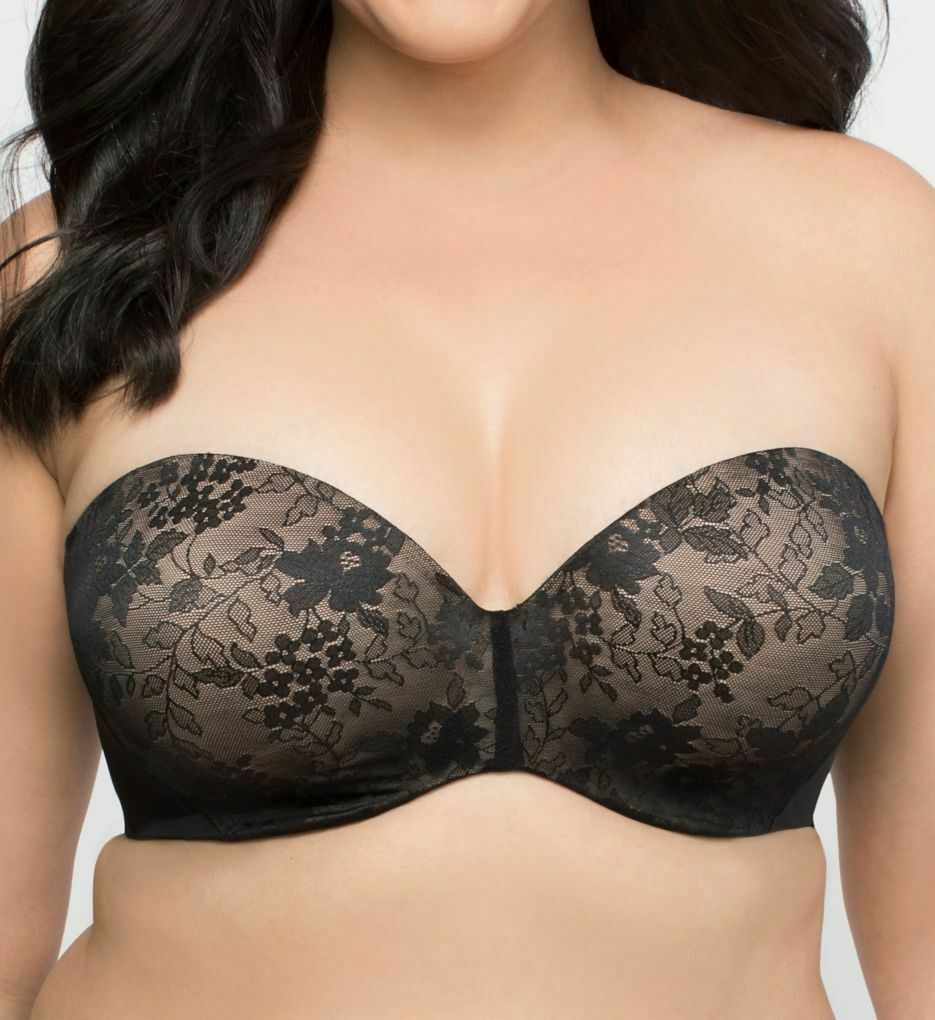 CURVY COUTURE Black Strapless Sensation 7Way Uplift Bra, US 44H, UK