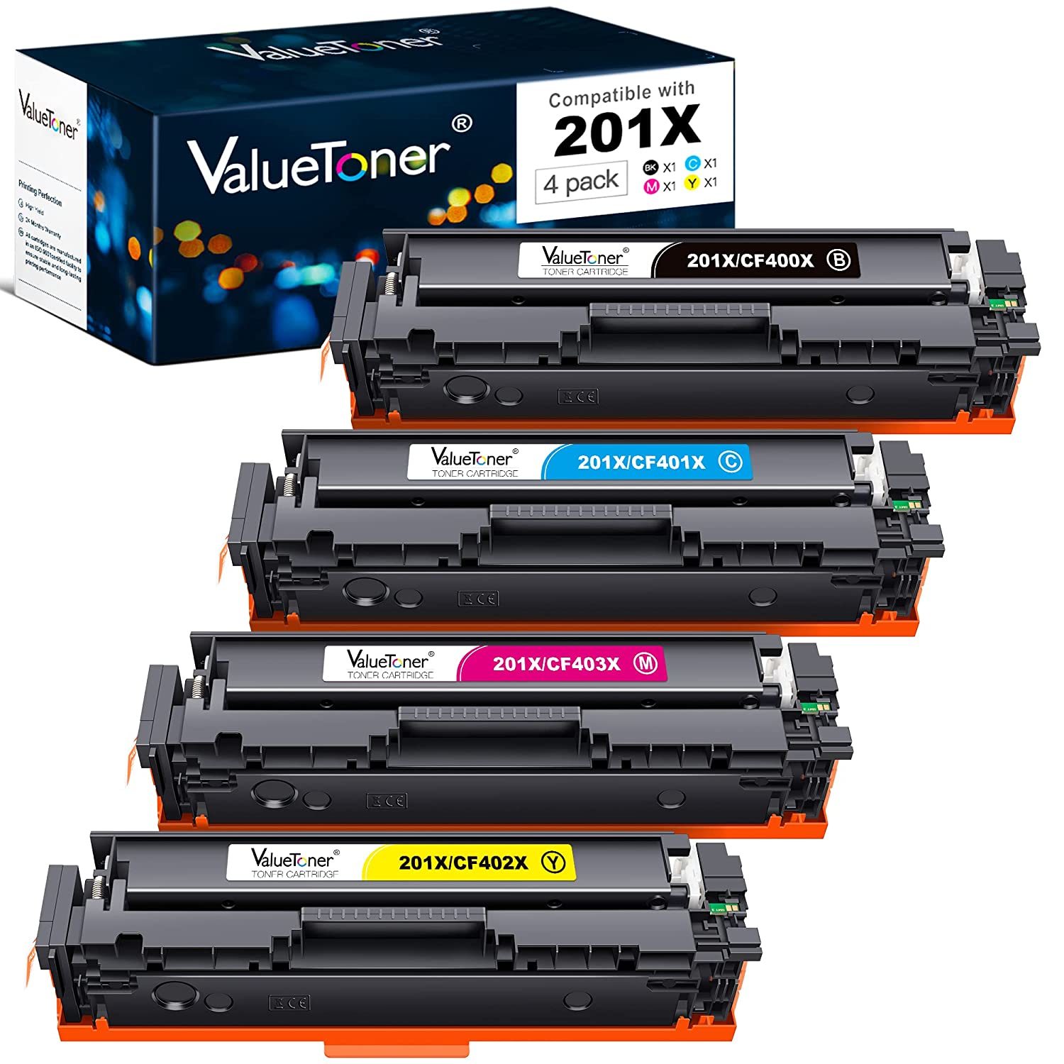 Valuetoner Compatible Toner Cartridge Replacement for HP 201X 201A CF400X CF401X
