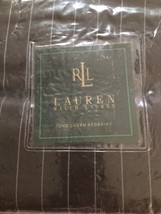 Ralph Lauren "Metropolitan Place" 1pc Queen Bedskirt Brown White Stripe Nip - $75.23