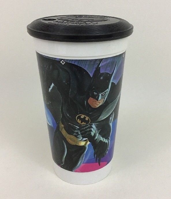 Batman Returns 7" Plastic Cup DC McDonald's Vintage 1992 Promo w/ Lid