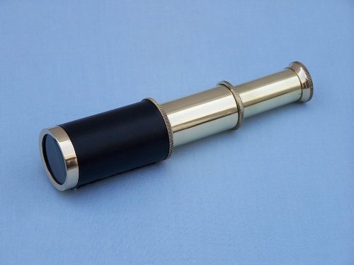 Brass with Leather Spyglass 6 - Leather Wrapped Spyglass - Leather Wrapped Tel