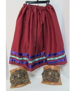 New Native American Seminole Womens Handmade Short Maroon Aztec Ribbon S... - $39.99