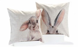 Rabbit Bunny Pillow Covers Set of 2 18" x 18" Garden Polyester 2 Designs Nature