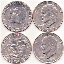 EISENHOWER (IKE) DOLLARS SET of 4 DIFFERENT DATES between 1971-1978 - $20.53