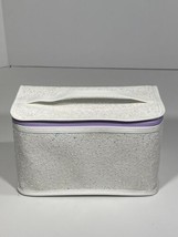 Clinique Skincare Makeup Beauty Cosmetic Train Case Bag Glitter White/Purple NEW - $14.60