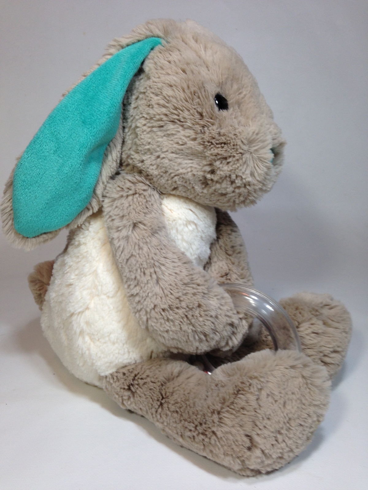 Manhattan Toy Plush Bunny Rabbit RARE Baby Rattle Grey White Stuffed