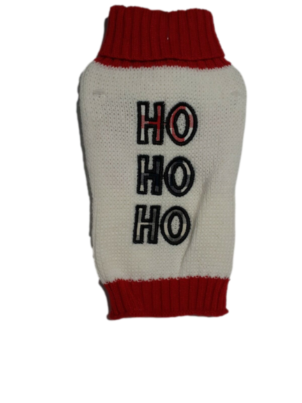 Pet Central Winter Dog Knitted Sweater, Size XS, Red Beige With HO HO HO Santa