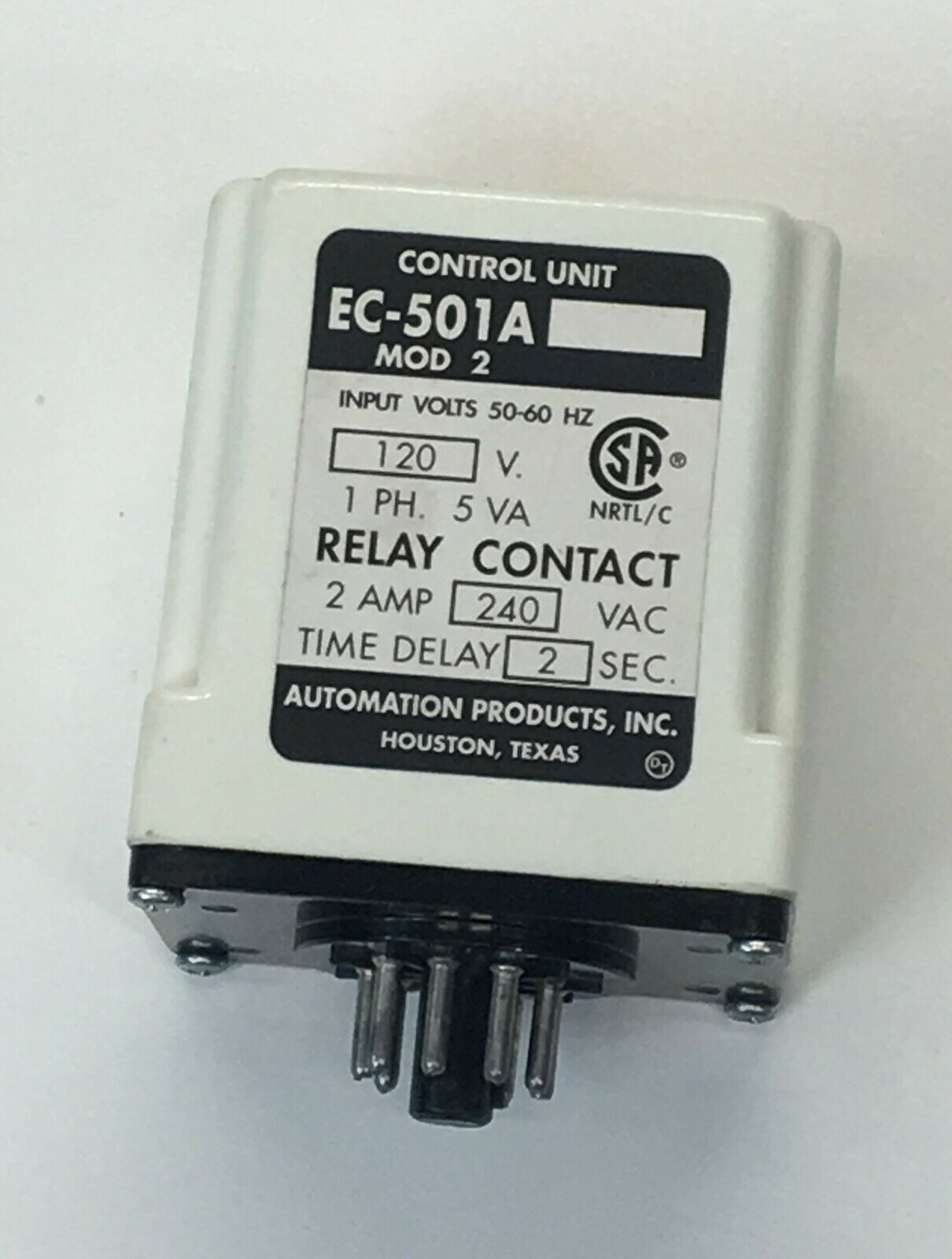 Automation Products EC501A Mod 2 Control Unit 120v 1PH 5va Time