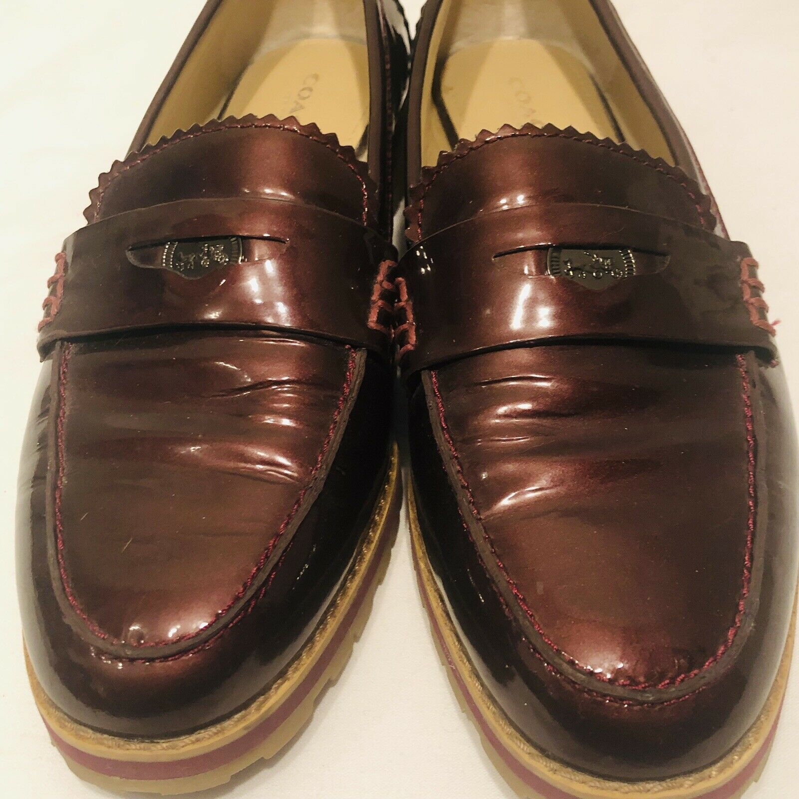 Coach Peyton Penny Loafers Womens Burgundy Patent Leather size 8B ...