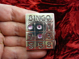 (br-244) BINGO game card silver pink rhinestone dots brooch pin - $27.10
