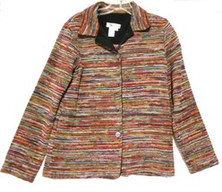 Coldwater Creek size XS Red Blue Orange Cotton Blend Unlined Long Sleeve Jacket - $18.46