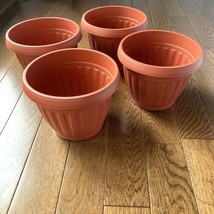 NEW 4 Planter Flower Pots, Medium Round, Heavy Duty Plastic Terracotta S... - $23.31