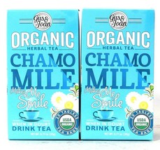 2 Boxes Gus & Joan 0.71 Oz USDA Organic Chamomile 20 Ct Tagless Herbal Tea Bags