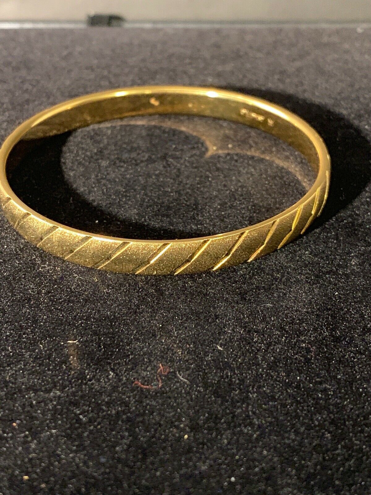 Vintage Brushed Gold Tone Signed M Bangle Bracelet Bracelets