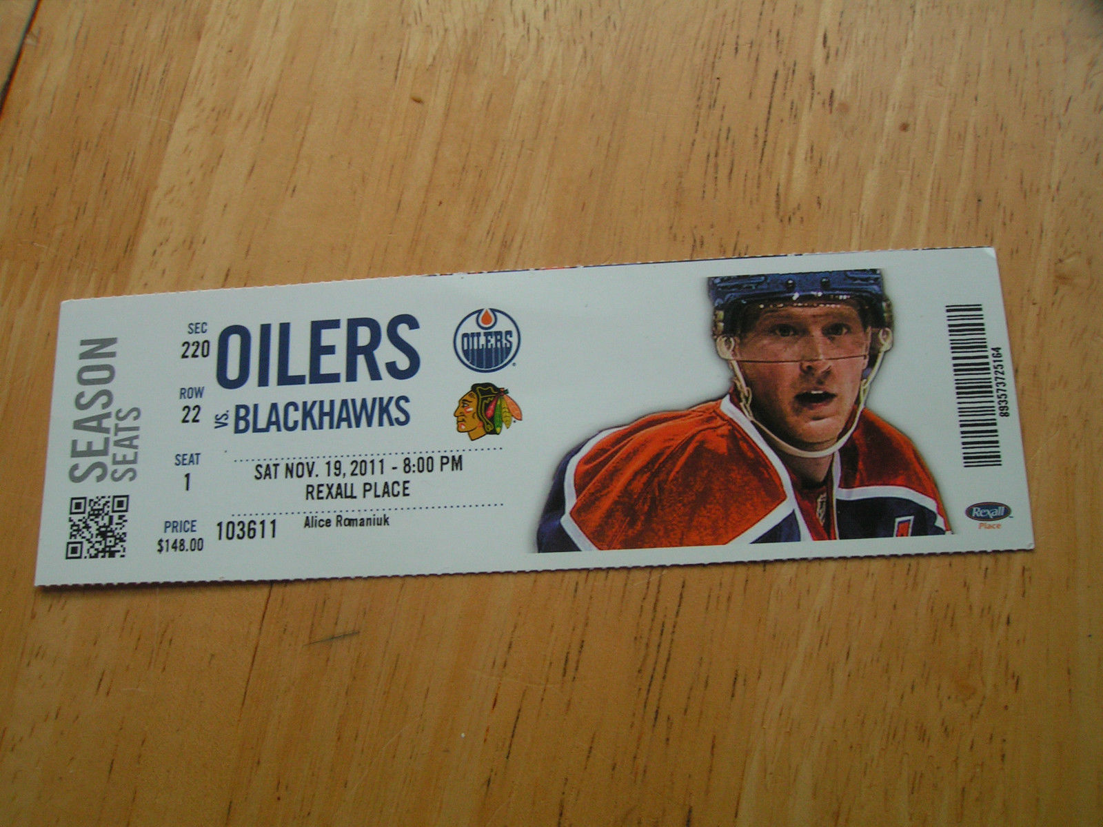 NHL Edmonton Oilers Full Unused Ticket Stubs (3,95 EachFree Shipping
