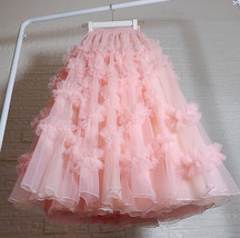 Women BLUSH PINK Layered Tulle Skirt Wedding A-line Tulle Maxi Skirt Outfit  image 6