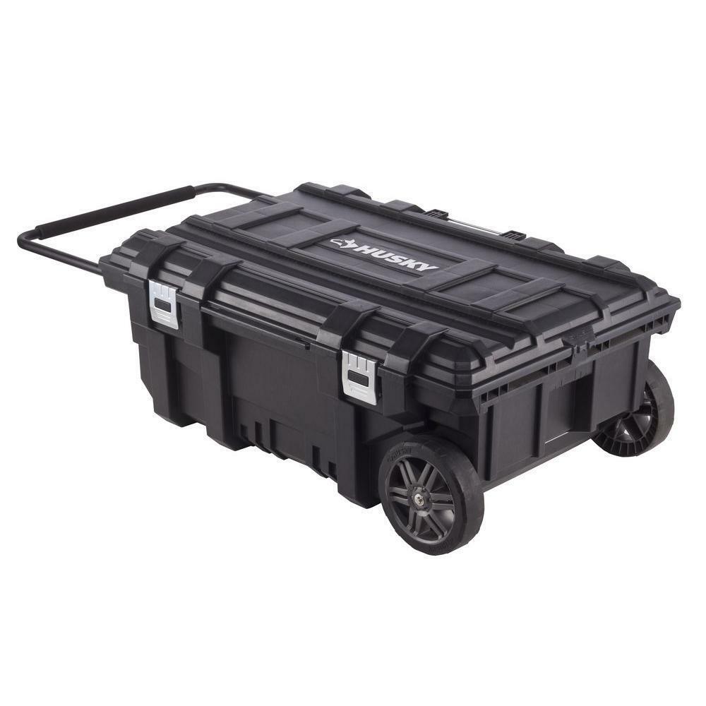 Husky Portable Tool Box Storage Bin 35 in. Rolling Lockable Padded