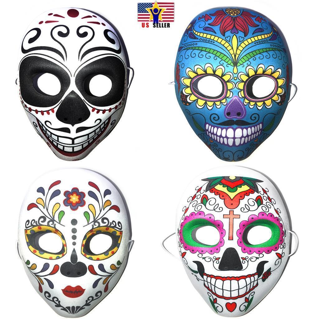 Halloween Day of The Dead Sugar Skull Mask Costume Dia de Los Muertos Accessory