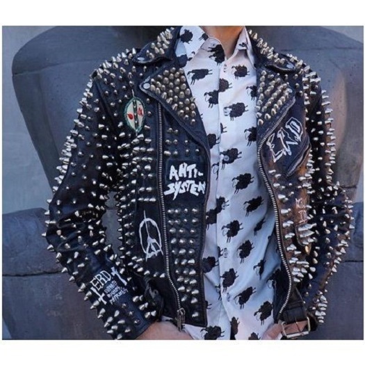 New Handmade Women's Silver Studded Bikers Leather Jacket In Black