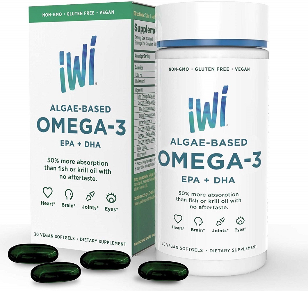 IWI Omega-3 Oil EPA + DHA - Doctor Recommended Algae Oil 850 Mg Soft ...