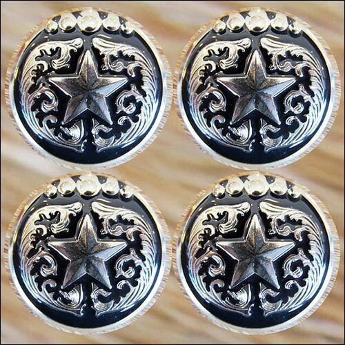 10-Piece Antique Silver Western Star Conchos - 2.8cm Rivetback For Belts, Hats, Jackets