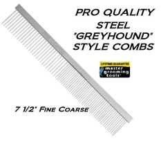 Master Grooming Tools Greyhound Style Steel FINE-COARSE COMB Pet Dog Cat Hair - $17.09