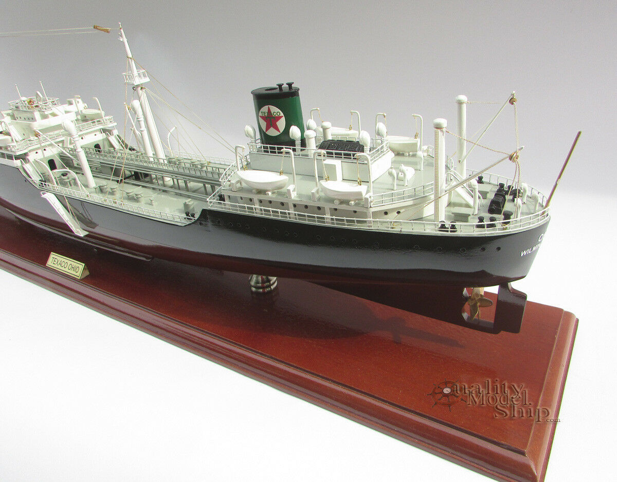 Texaco Ohio Oil Tanker 34" Handmade Wooden Oil Tanker Ship Model NEW