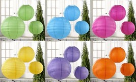  Paper Lanterns Set of 18 Hanging Iron Frame Party Decorations 6 Colors 3 Sizes 