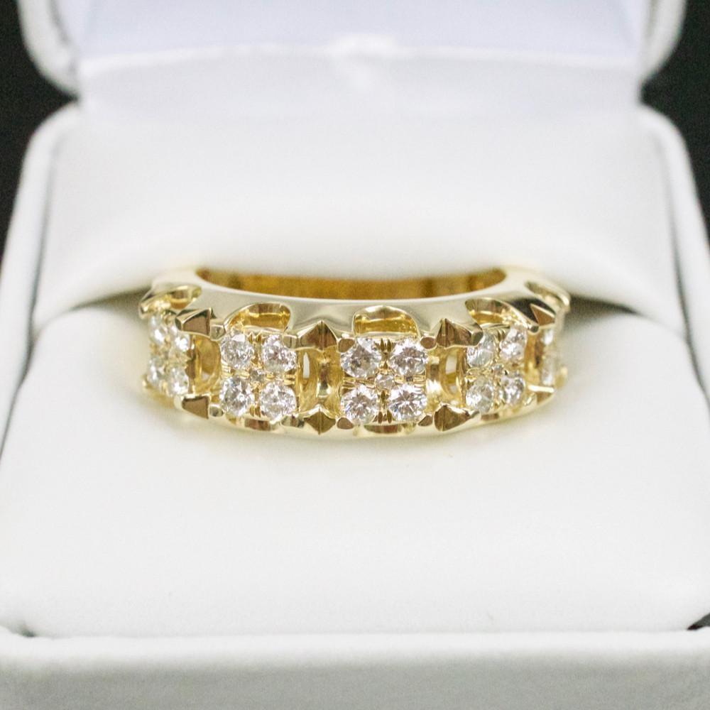  Bride  and Groom  10K Yellow Gold FN 925 Silver Diamond Ring  