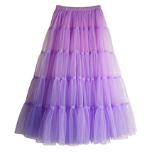 Women A Line Layered Tulle Skirt Outfit Plus Size Full Tiered Ruffle Tulle Skirt image 8