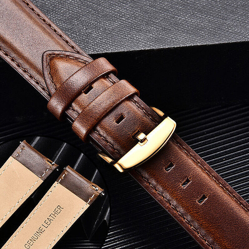 Black Full-Grain Leather Watch Strap, Black