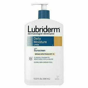 (2) Lubriderm Daily Moisture Lotion With Sunscreen SPF 15 Broad Spectrum 13.5 Oz