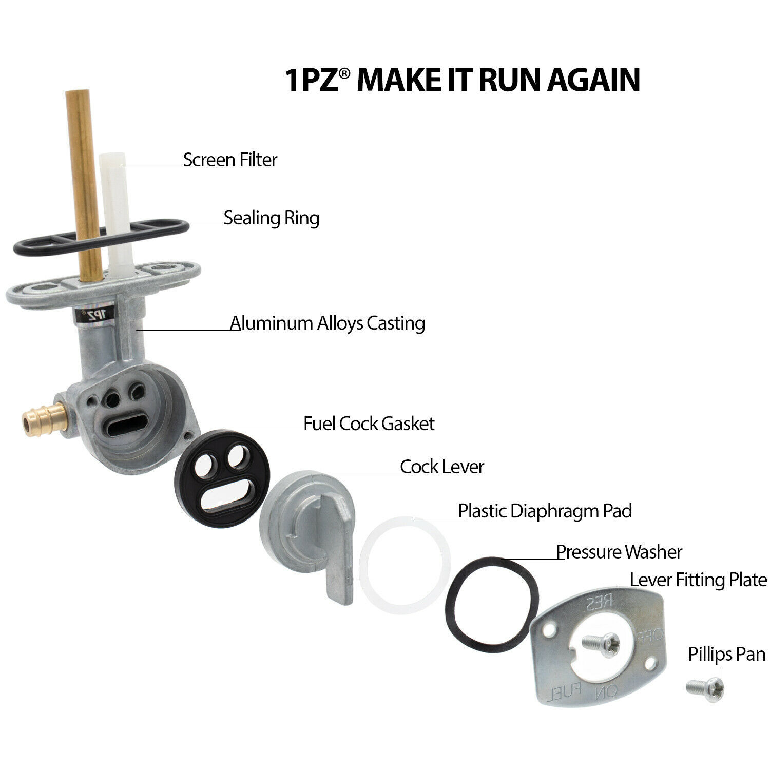 Fuel Petcock Switch Shut Off Valve Kawasaki Bayou 300 KDX200 KFX400 Prairie 400 Fuel Petcocks