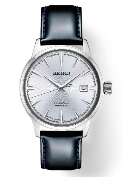 NEW SEIKO PRESAGE COCKTAIL AUTOMATIC SILVER DIAL LEATHER STRAP SRPB43J1 ...