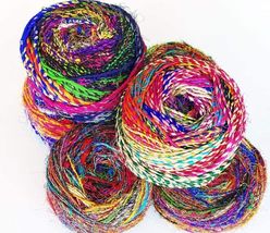100 gr.  Saree Yarn  -  Rainbow Gradient Yarn  -  Recycled,  ~90 yards long image 9