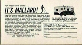 1963 Print Ad Mallard 17 1/2 &#39; Drake Travel Trailers West Bend,WI - $8.27