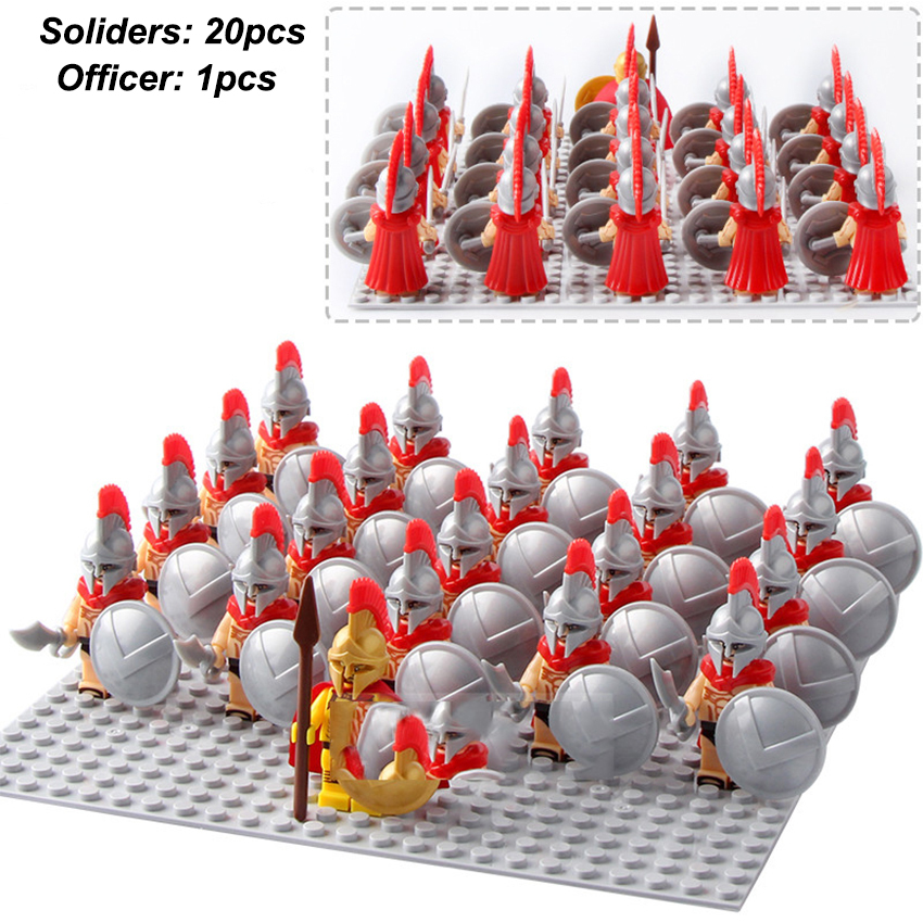 1set/21pcs Sparta Warriors with Shield+Officer Army Set 21 Minifigures