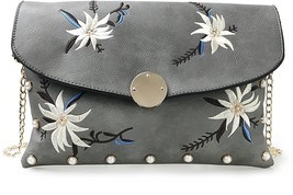 Vintage Beaded And Floral Embroidered Clutch Bags (Grey) - £38.85 GBP