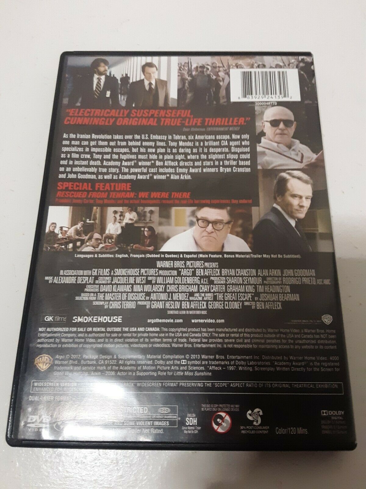 Argo DVD Ben Affleck Based On The Declassified True Story DVDs & Blu