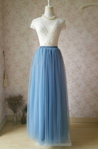 DUSTY BLUE Tulle Maxi Skirt High Waisted Dusty Blue Wedding Skirt (US0-US30) image 2