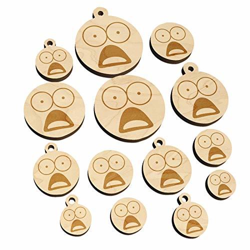 Mouth Agape Shocked Face Mini Wood Shape Charms Jewelry DIY Craft - 12mm (26pcs)
