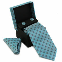 Berlioni Men's Silk Neck Tie Accessory Box Set With Cufflinks & Pocket Square image 8