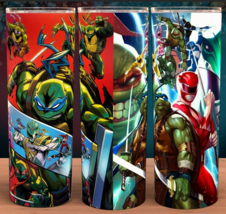 Power Rangers and Ninja Turtles Action Cup Mug Tumbler 20oz with lid and straw - $19.95